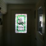 Custom stained glass window with flower