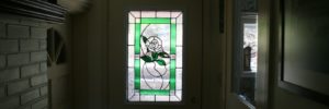 Custom stained glass window with flower