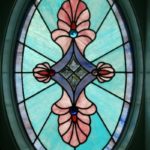 Custom oval shaped stained glass window