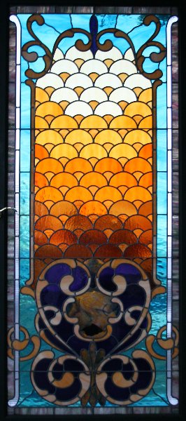 A custom made stained glass panel with gradient in center