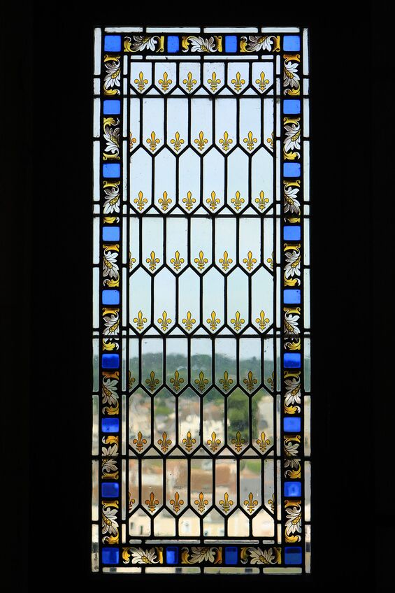 stained glass window in a medieval church