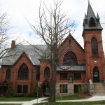 Outside after adding restoring the stained glass windows