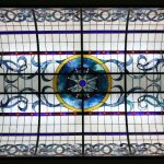 A large, complexly made stained glass window