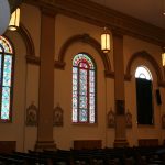 Prepping to restore the stained glass windows