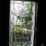 A clear & frosted stained glass window for front door